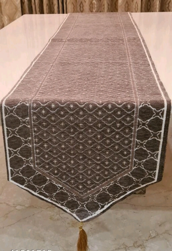 GROKI High Quality Embroidred Cotton Cloth  Table Runner( Size16X72 Inch) For Home /Office / Living  Room  -  Brown